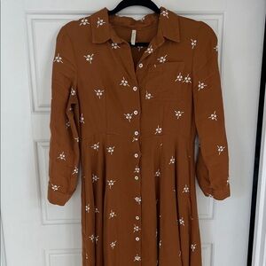 Rylee + Cru Rust Floral Long Sleeve Dress